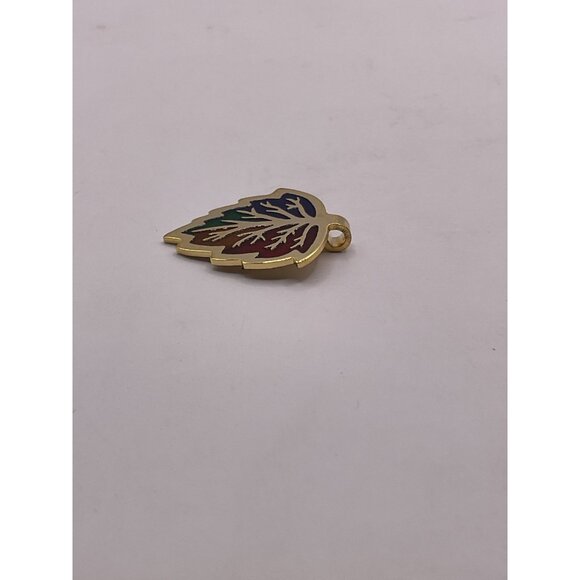 Gold Tone Maple Leaf Pendant Multicolor Enamel Detailing - Picture 3 of 5